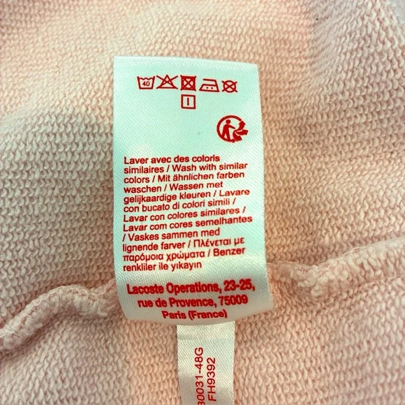 Lacoste Live! X Supreme Pink Drawstring Elastic Waist Shorts Terry Style Large - Picture 9 of 9